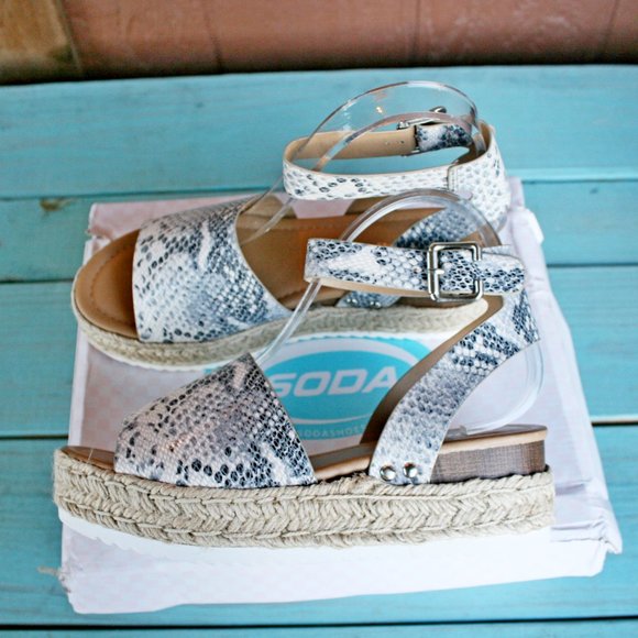 SODA Topic Sandals Espadrille Python Beige NEW - Picture 7 of 9